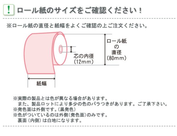 カラーサーマルロール紙【緑】（58mm×63m）50巻セット - 【Nagatoya